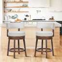 COLAMY Swivel Bar Stool Set of 2, Modern Swivel Barstool with Back, Counter Height Bar Stools, 25 Inch Upholstered Wood Barstool for Kitchen Island Dining Room Bar, Beige