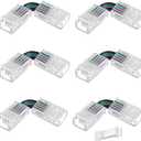 90 Degree Angle 4 Pin Track Lighting Connectors 10Mm Wide Unwired Gapless Solderless Transparent Extension Wire L Shape Led Corner Connectors(6Pcs)