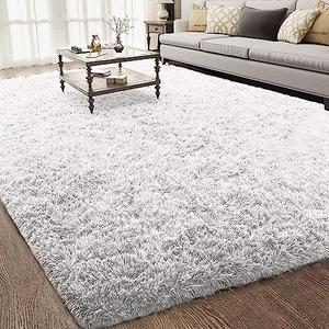Ophanie 6x9 Rugs for Living Room,Light White,Large Fluffy Fuzzy Plush Shag Comfy Soft,Non-Slip Indoor Floor Carpet,for Kids Boys Girls Dorm，Room,Bedroom,Playroom，Home Decor Aesthetic