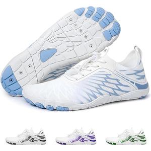 Hike Footwear HF Signature Healthy & Non-Slip Breathable Barefoot Shoesfor Women Men, Wide Toe Flexible, Lightweight Daily Wear Walking Shoes Unisex, Size: 11-11.5 Wide Women/9-9.5 Wide Men (White/Blue)