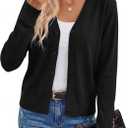 Arach&Cloz Women's Wool Blend Lightweight Summer Business Casual Cardigan Sweaters Tops (Medium, Black)