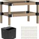 Workbench Bracket Kit 4PCS, Heavy Duty 3-Way Brackets for Garage Workbench Legs Bracket, Metal DIY Workbench Kit for Shelving, Work Table, Fits 2x4(Actual 1.5"x3.5")Wood, Lumber Not Included