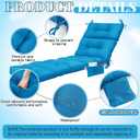 Kigley Outdoor Chaise Lounge Cushions with 3 Side Pocket 74.5 x 22 x 4.7 Inch Patio Chaise Lounge Cushion, Water-Repellent and Fade-Resistant Tufted Summer Replacement(2 Pcs,Blue,Solid Color)