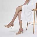GENSHUO Women's Slingback Kitten Heel Pointed Closed Toe Stiletto Pumps Slip on Elastic Strap Wedding Party Dress Sandals Shoes, 8