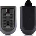 Indoor & Outdoor Key Lock Box Wall Mounted Push Button Combination Key Safe Storage Security Lock Box with Black Rubber Cover & Wall Bolt Fixings for 5 to 7 Mortise Style Keys