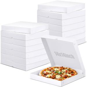 25 Pcs Pizza Boxes 14 x 14 x 2 Inches Cardboard Pizza Box White Takeout Containers Cardboard Leftover Pie Sandwich Packing Container Holder for Homemade Cake, Cookies, Food and Crafts