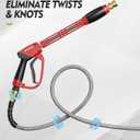 Pressure Washer Gun and Hose Kit, 4800PSI Steel-Braided & Durable - Flexible & Kink-Resistant Power Washer Hose 50 FT with 3/8" Swivel Quick Connector and M22 14mm Adapters Replacement