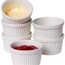 2 oz Ramekins 5 pcs Porcelain Ramekins Dishes for Souffle,Creme Brulee, Pudding, Custard Cups,Bakeware Bowls Set for Baking,Oven Safe, White 2.75 inch