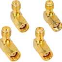4PCS SMA RPSMA 90 Degree Adapter Kit SMA to RPSMA Right Angle Connector Elbow RF Coax Connector Low Loss for 3G 4G LTE Antenna/FPV Drone-Gold Plated