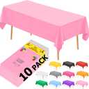 10 Pcs Plastic Tablecloth, 54 * 108 Inch Disposable Tablecloths for Rectangle Tables, Pink Table Cover for Christmas Party, Birthday Party, Wedding Decorations