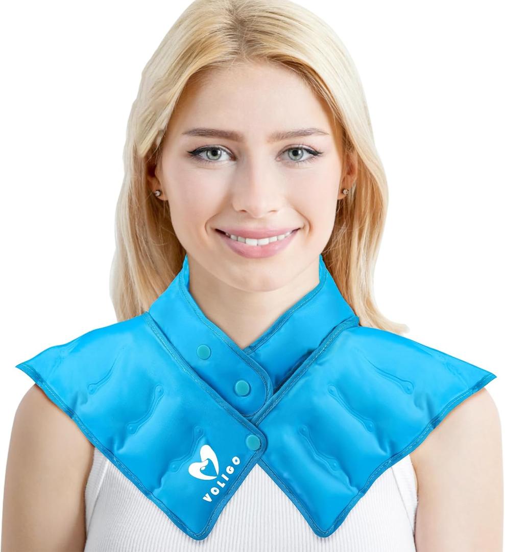 Neck Shoulder Heating Neck Wrap Microwave Heating Pad, Hot and Humid Back Pain Relief Hot Compress, Adjustable Microwave Neck Heater (NSF-Light Blue)