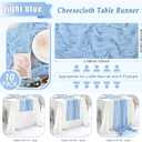 10 Pack Light Blue Cheesecloth Table Runner 17x108 Inch Semi Sheer Boho Rustic Gauze Cheese Cloth Table Runners for Wedding Party Birthday Baby Shower Home Décor