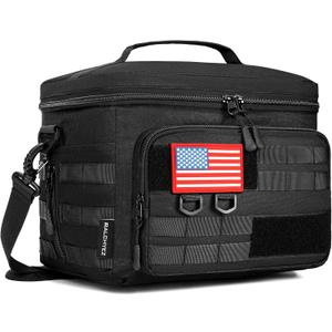 RalChyez Tactical Lunch Box, 13L Large Insulated Lunch Bag MOLLE Webbing Leakproof Thermal Cooler with Shoulder Strap Lunch Pail for Adult Men Women Office Work Camping Picnic Travel Black