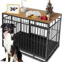 Dog Crate Topper with Magnets for 36 Inch Crate - Aluminum Foldable Dog Kennel Topper Decorative Storage Pet Crate Table Walnut (Only Topper)