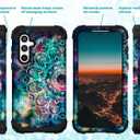 Hocase for Galaxy S23 FE Case, Heavy Duty Shockproof Protection Soft Silicone Rubber+Hard Plastic Bumper Hybrid Protective Case for Samsung Galaxy S23 FE 5G (6.4"") 2023 - Mandala in Galaxy