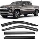 Shatterproof Tape-On Window Deflectors for 2019-2025 Chevrolet (Chevy) Silverado GMC Sierra 1500 2500HD 3500HD Crew Cab, Rain Guards, Window Visors for Cars, Vent Deflector, 4pcs