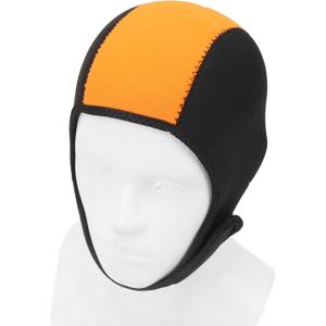 Alomejor Wetsuit Hood Thermal Swim Surf Diving Hood Sun UV Protection Quick Drying for Men Women (Black Orange)