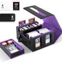Commander Deck Box for MTG,Card Storage Box Fits 400+ Double-Sleeved Cards,5 in 1 Removable deck Case with Display Windows,for TCG/PTCG/EDH(Black & Purple)