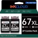 INKCLOUD Remanufactured 67xl Black High-Yield Black Ink Cartridge Compatible with HP 67 67XL for 2700 2700e 2752 2752e 2755 2755e 4100 4152e 4155 4155e 6000 6055e 6055 6452 6458e 6455 6455e Printer