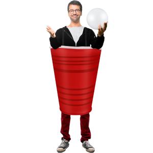 Mepase Beer Table Tennis Cup Costume with Inflatable Ball Funny Sports Costume for Adult Halloween Party Cosplay