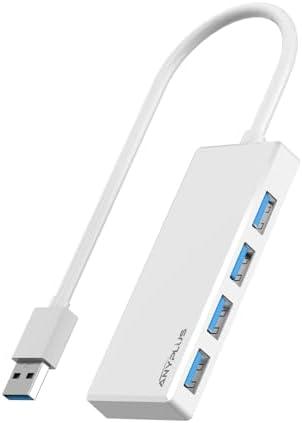 ANYPLUS USB 3.0 Hub, Portable Slim USB Hub Adapter, 0.8 ft Multiple USB Splitter, USB Extender for PC, Laptop, iMac, Surface Pro, MacBook, Mac Pro, Flash Drive, XPS, Mouse, HDD【White】