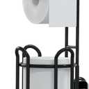 [Upgrade] Toilet Paper Holder Stand with Shelf Tissue Holders for Bathroom Free Standing Bath Tissue Roll Holder Magazine Rack for Mega Rolls/Phone/Wipe-Black