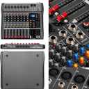Depusheng Audio Mixer Professional 8 channel,DX8 Sound Board DJ Mixing Console System Interface USB MP3 Input Bluetooth 48V Phantom Power,Black, USB Audio Mixer for PC,for Studio Karaoke Live Music