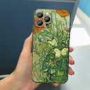 for iPhone 16 Pro Case for Women, Aesthetic Van Gogh Butterflies and Poppies Case, Soft TPU Flower Shockproof Protective Cover