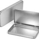 2 Pack Metal Tins 7.0 X 4.2 X 0.6 Inch Small Tin Box with Lids Rectangular Empty Small Home Tin Case for Candies, Soaps, Earrings, Gift, Jewelery, Candy, Matches, Crafts, Pen(Silver)