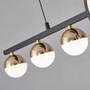 ORANOOR Modern Black Gold Chandeliers for Dining Room, Dimmable LED Chandelier Linear Pendant Light for Kitchen Island, 39in Globe Haning Pendant Chandelier Lighitng with Remote (2 Rings, 3000lm)