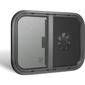 RV Window 20 W X 14 H, Outfitted with Exhaust Fan, Horizontal Slider Replacement for RVs Camper Cargo Trailer, Featuring Ultra-Strength Tempered Glass & Trim Ring  Simple Install