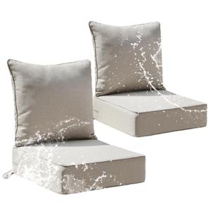 Patio Furniture Cushion Set, 24 x 24 x 6 Replacement Outdoor Chair Cushions for Patio Furniture with Removable Cover, Buckle straps, 30D High Density Sponge Filling Wicker Chair Cushion, Beige