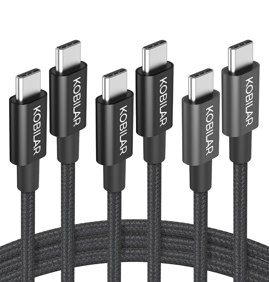 Kobilar USB C to USB C Cable,60W 3A Fast Charging USB C Charger Cable 3 Pack(3.3+5+6.6ft),Type C to Type C Cable for  iPhone15/15Pro/16Plus/16ProMax/ipad Air 4/iPad Pro2022/Samsung S23