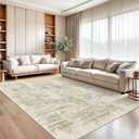 Soalmost 10x14 Area Rugs for Living Room, Non Slip Machine Washable Vintage Carpets, Low Pile Lightweight Large Rug for Bedroom, Dining Room, Home Office Beige Gray