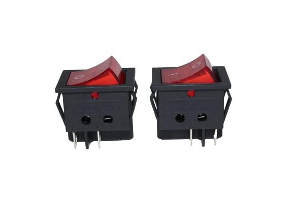 Power Heat Press Rocker KCD4 Power Switch 30A 250V DPST 4 Pin 2 Position ON/Off Rocker Toggle Switch Red Button Heavy Duty T125 (2PCS)