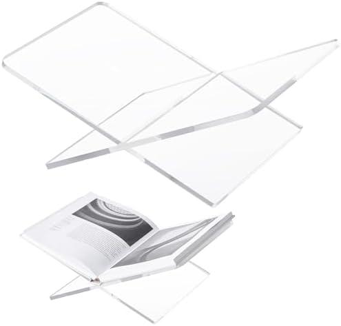 DECORANY Acrylic Book Stand 15 x 9 x 6 in Large Open Book Display Stand for Cookbook Art Book Bible Guest Book - Coffee Table Book Stand for Reading - Transparency, Large Size