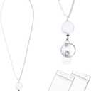 Lanyards for Id Badges Stainless Steel Metal Teacher Lanyard with Id Holder Retractable Cruise Ship Badge Holder for Women (Silver 15)