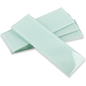 Glass Tiles for Backsplash, Glass Subway Tile 4x12 Inch for Kitchen Bathroom Shower Wall Ice Age (12 Pcs, 4 sq.ft)