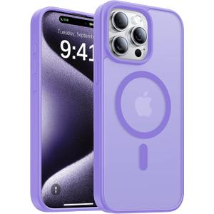 Magnetic for iPhone 15 Pro Max Case, [Compatible with MagSafe][Military-Grade Drop Protection][Anti-Yellowing] Shockproof Translucent Matte Cover for iPhone 15 Pro Max Phone Case,Light Purple