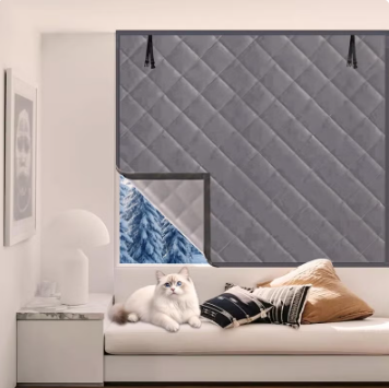 Insulated Window Coverings 48"X63" Oxford Cloth Thermal Window Cover for Winter Window Cover Winter Keeping Warm (Gray, 48*63)