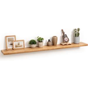 Fun Memories 55 Inch Wood Floating Shelves, Natural Elm Wood Floating Shelf for Wall, 8 Inch Deep Wall Shelves for Home Storage & Display, Deep Rustic Wooden Shelves for Living Room, Bedroom, Kitchen