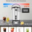 VEVOR Insulated Beverage Dispenser, 3.2 Gal/12L Stainless Steel Thermal Drink Server with Spigot & Temp Display, Suitable for Hot and Cold Drinks, for Tea Coffee Water in Cafes & Restaurants, Silver