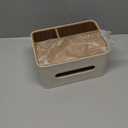 PU Leather Tissue Box Cover Rectangular with Storage Organizer, Multifunctional Remote Control Holder, Desk Organizer for Living Room, Bedroom, Office, Decorative Tissue Holder with Compartments Beige