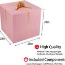 Extra Large Gift Box with Lid 28x28x28 Inches, Pink Big Gift Box for Gender Reveal, Giant Gift Boxes with Lids for Presents Packaging for Birthday Surprise, Christmas, Anniversaries, Wedding Party