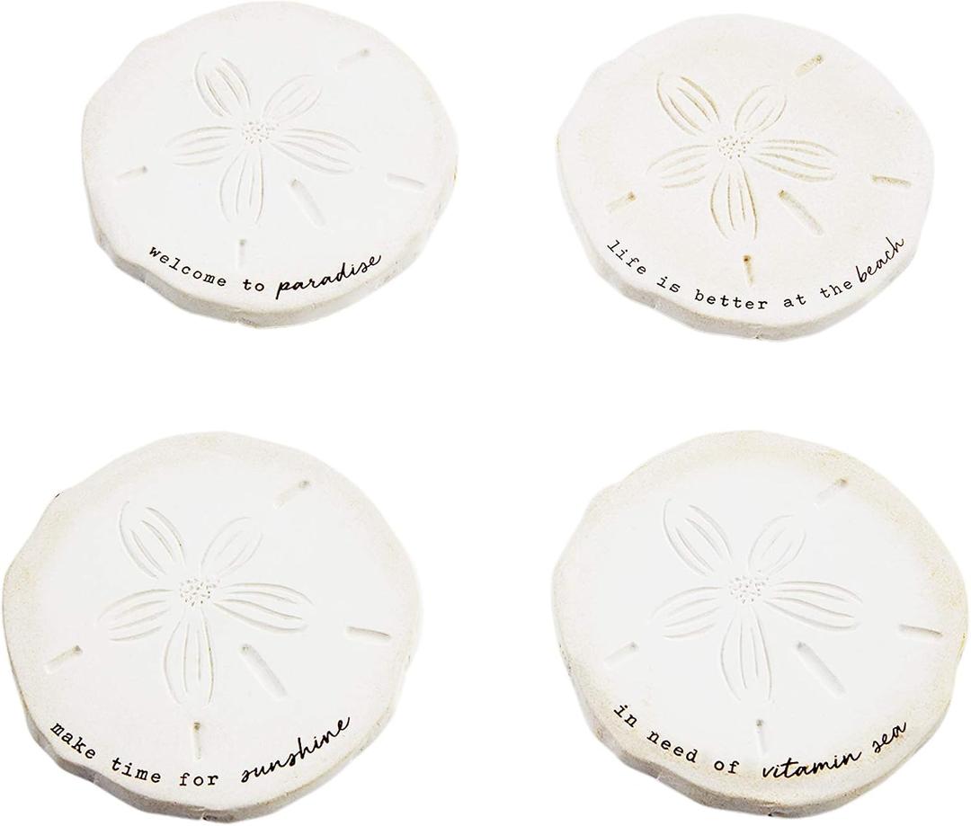 Sand Dollar Coaster Set,  Color White Shape Round, 
Item Dimensions L x W	4"L x 4"W