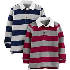 Simple Joys by Carter's Boys' 2-Pack Long-Sleeve Rugby Striped Shirts, 3T