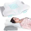 Misiki Cervical Memory Foam Pillow, Orthopedic Pillow Contour Pillow for Neck Pain, Cervical Ergonomic Pillow for Side Sleepers, Back and Stomach Sleep (Medium, Cotton)