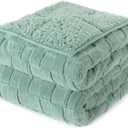 Kivik Weighted Blanket for Adult, 20 lbs Checkered Throw Blankets, Soft Dual Sided Heavy Fleece Checkerboard Blanket for Couch Sofa Bed, Queen Size 60 x 80 Inches, Sage Green
