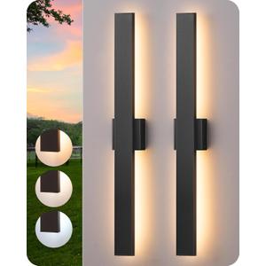 EDISHINE 31in LED Outdoor Wall Lights, 3CCT & 10%-100% Dimmable, IP65 Waterproof, Modern Exterior Lighting Fixtures, Long Exterior Wall Lights for Garage, Front Door, 2 Pack, Black