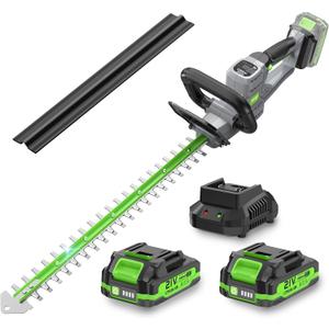 Hedge Trimmer Cordless 22" - 2 x 21V Batteries & Fast Charger, Easy to Use | 3200RPM Powerful Motor, Electric, 2.0Ah Lightweight Battery Powered Bush Trimmers for Garden, Yard Care, GT860 Green